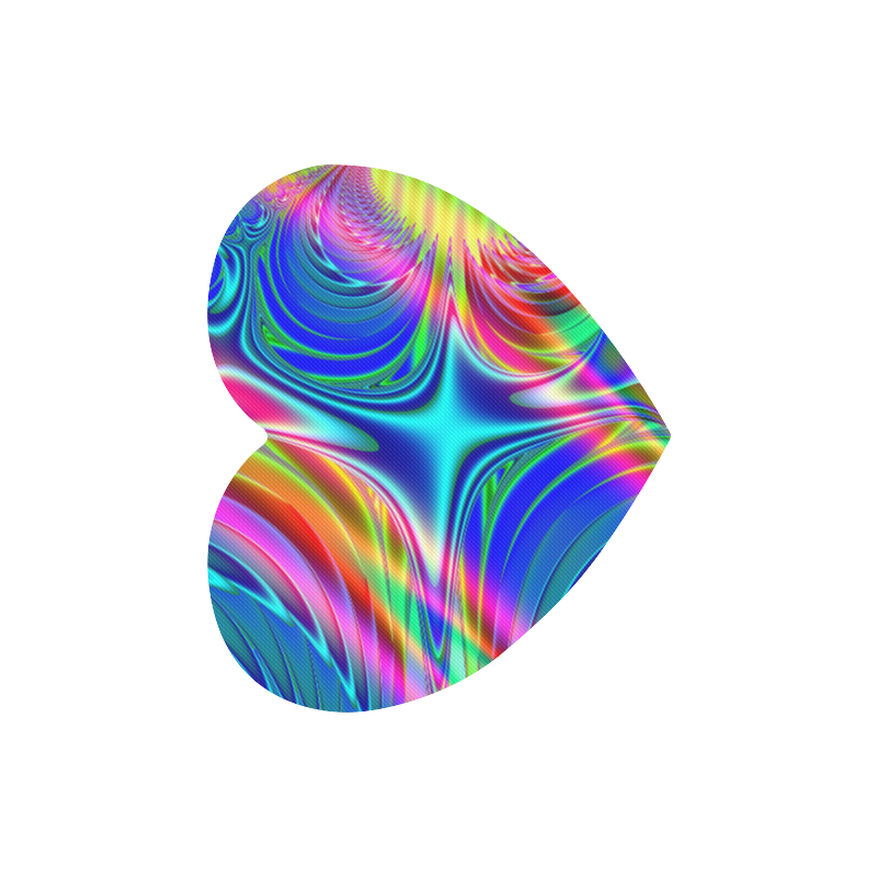 Rainbow Splash Fractal Heart-shaped Mousepad