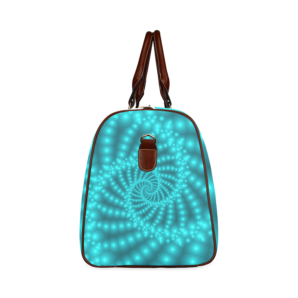 Glossy Turquoise Beads Spiral Fractal Waterproof Travel Bag/Small (Model 1639)