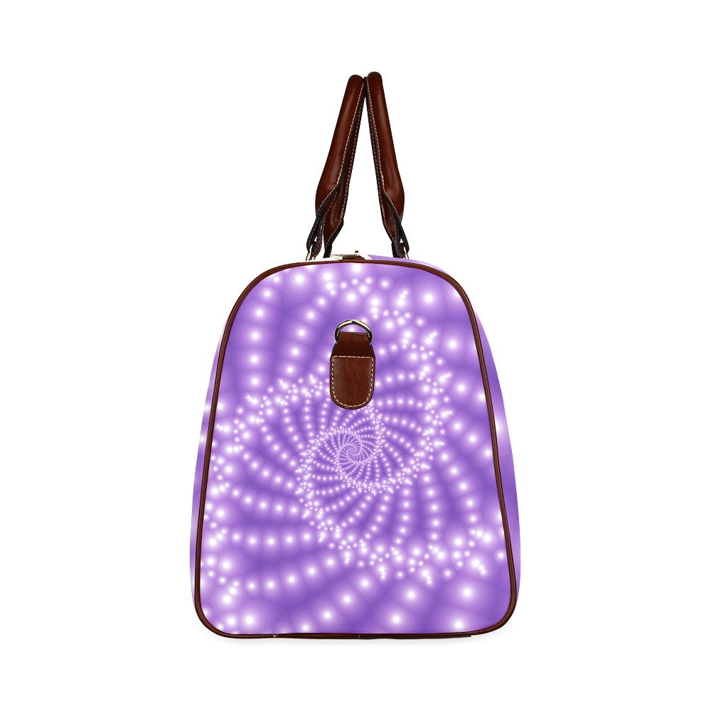 Glossy Purple Beads Spiral Fractal Waterproof Travel Bag/Small (Model 1639)