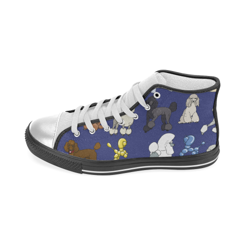 poodles navy Women's Classic High Top Canvas Shoes (Model 017)