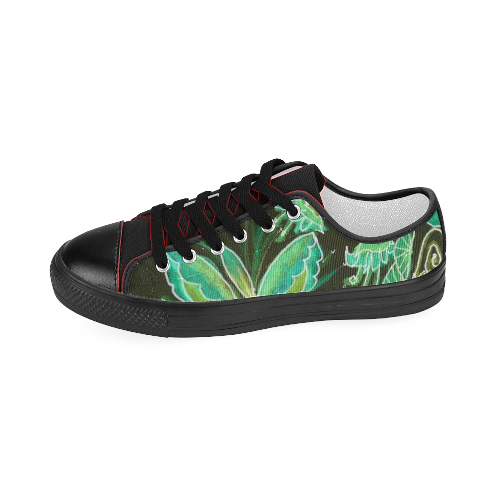 Irish Garden, Lime Green Flowers Dance in Joy Women's Classic Canvas Shoes (Model 018)