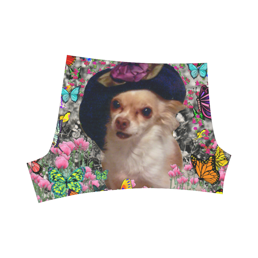 Chi Chi in Yellow Butterflies, Chihuahua Puppy Dog Briseis Skinny Shorts (Model L04)