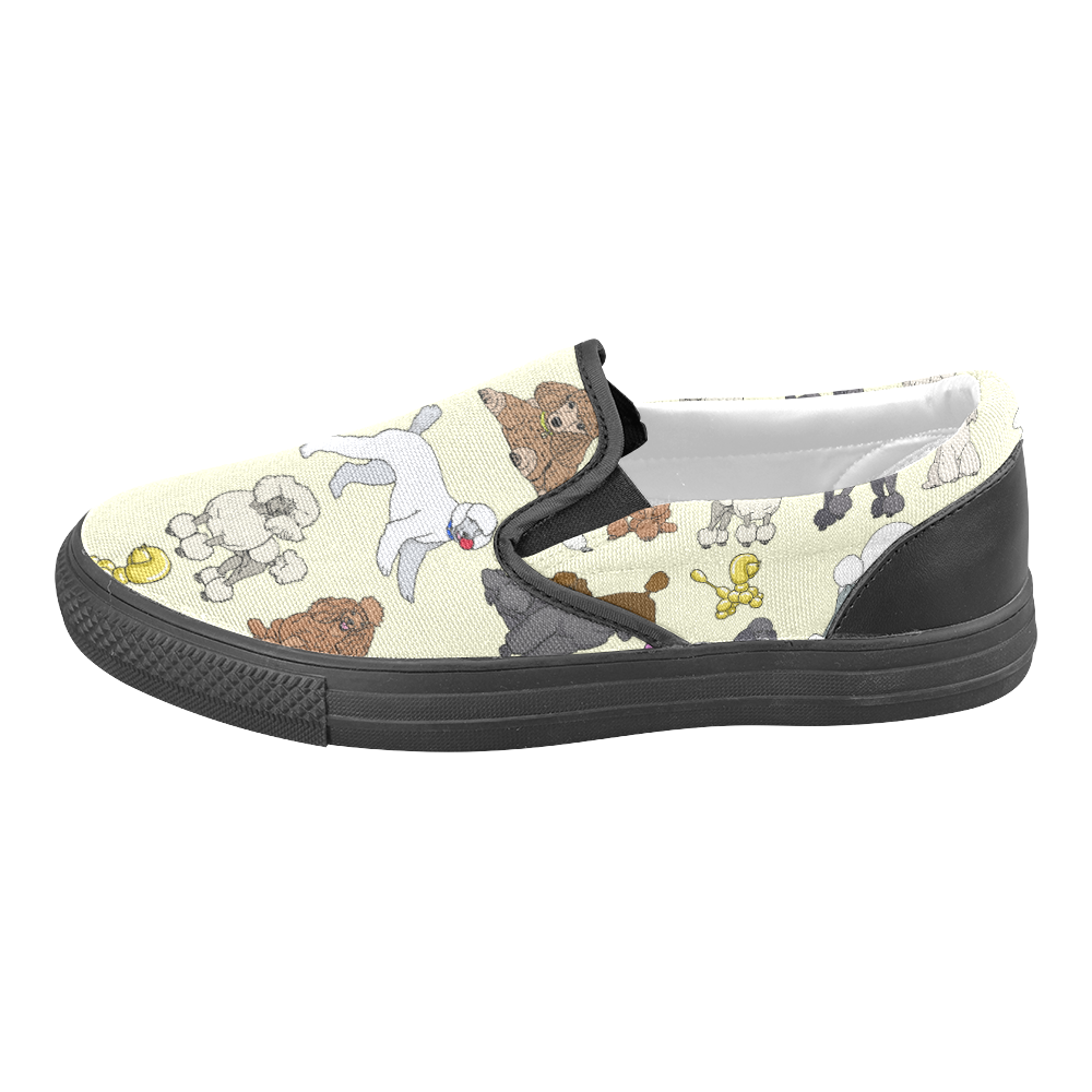 poodles cream Women's Unusual Slip-on Canvas Shoes (Model 019)