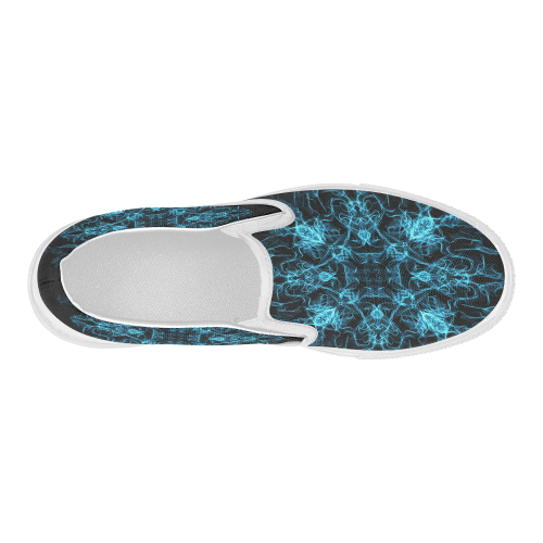 Blue SILK Arts Fractal Women's Slip-on Canvas Shoes (Model 019)
