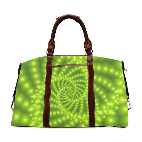 Glossy Lime Green Beads Spiral Fractal Classic Travel Bag (Model 1643)