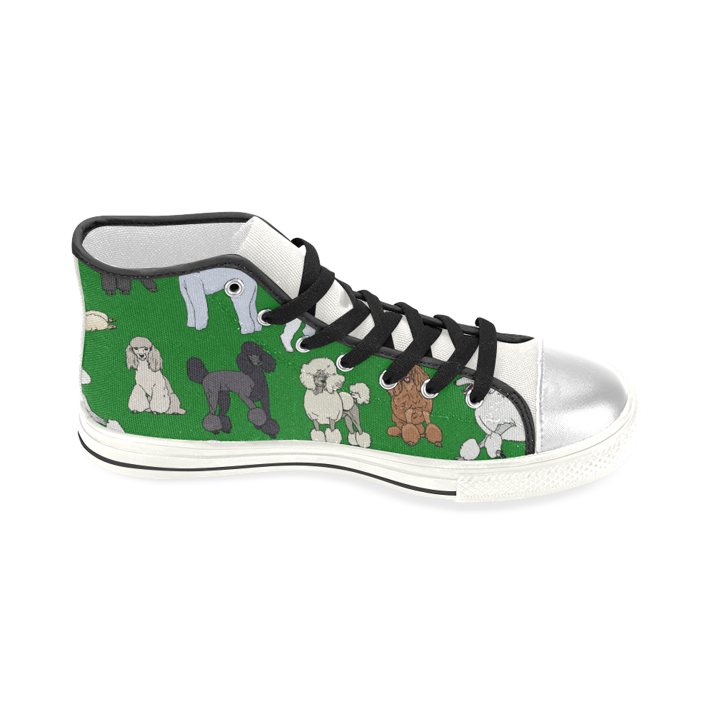 poodles hunter green Women's Classic High Top Canvas Shoes (Model 017)