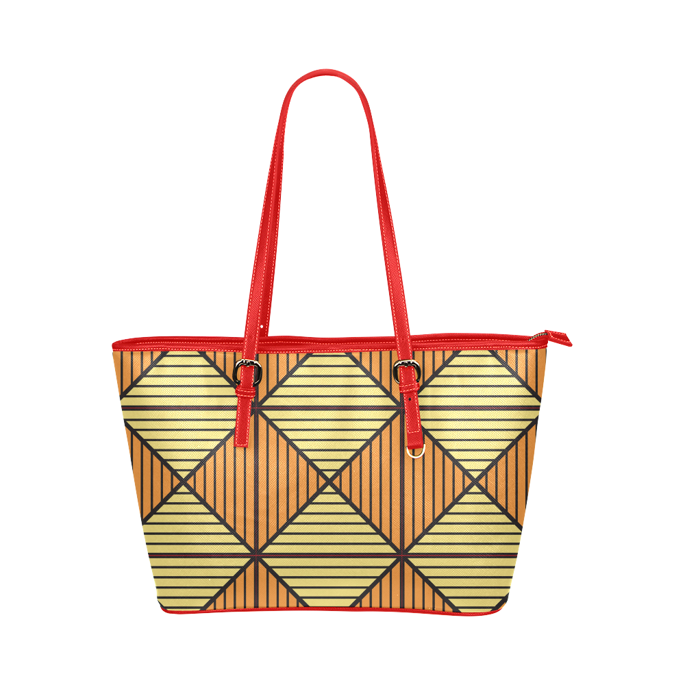 Geometric Triangle Pattern Leather Tote Bag/Large (Model 1651)