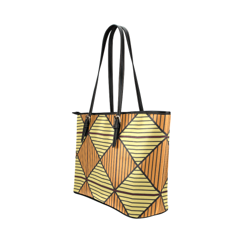 Geometric Triangle Pattern Leather Tote Bag/Small (Model 1651)