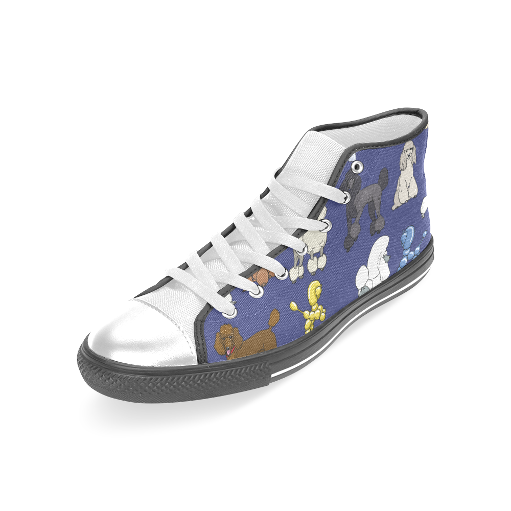 poodles navy Women's Classic High Top Canvas Shoes (Model 017)