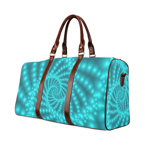 Glossy Turquoise Beads Spiral Fractal Waterproof Travel Bag/Large (Model 1639)