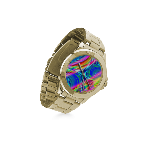 Rainbow Splash Fractal Custom Gilt Watch(Model 101)