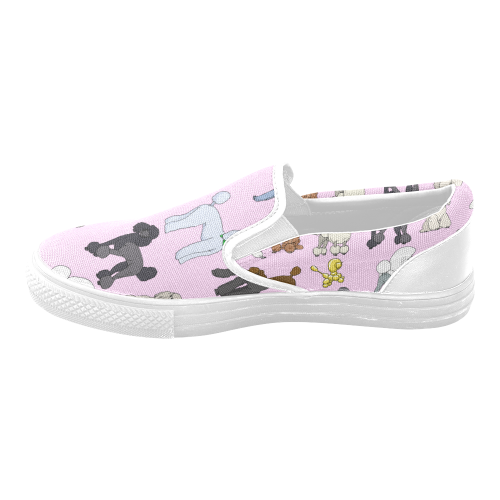 poodles pink Women's Unusual Slip-on Canvas Shoes (Model 019)