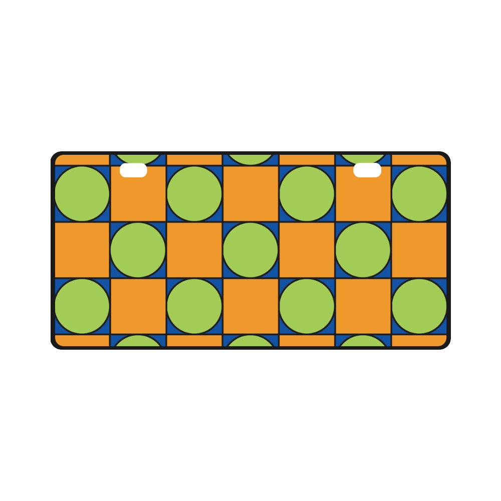 Green and Orange Geometric Pattern License Plate