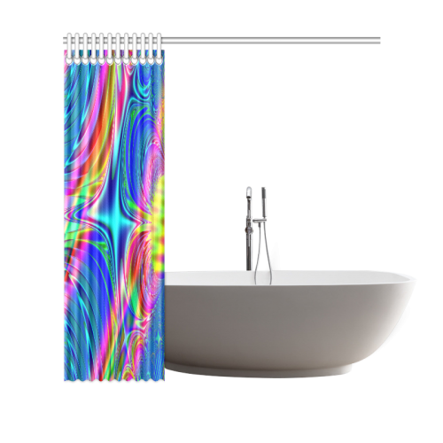 Rainbow Splash Fractal Shower Curtain 69"x70"