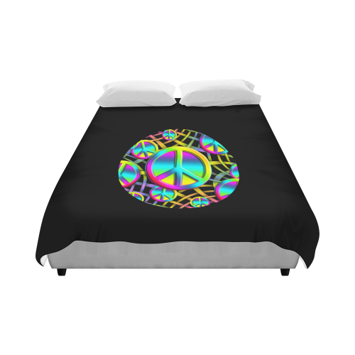 Neon Colorful Peace Pattern Duvet Cover 86"x70" ( All-over-print)