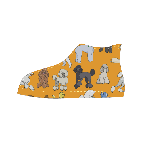 poodles orange Women's Classic High Top Canvas Shoes (Model 017)