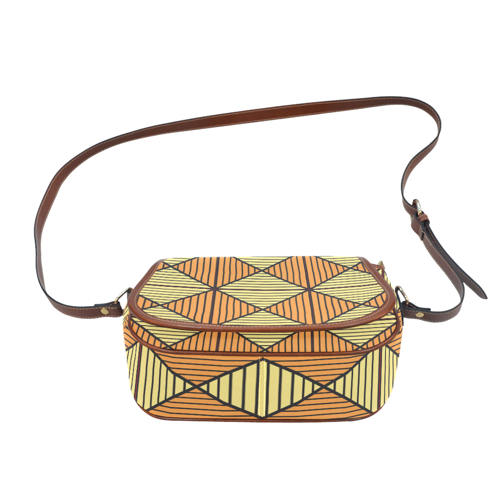 Geometric Triangle Pattern Saddle Bag/Small (Model 1649) Full Customization