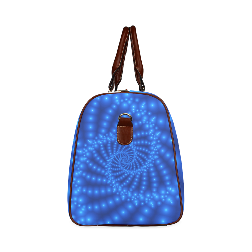 Glossy Blue Beads Spiral Fractal Waterproof Travel Bag/Large (Model 1639)