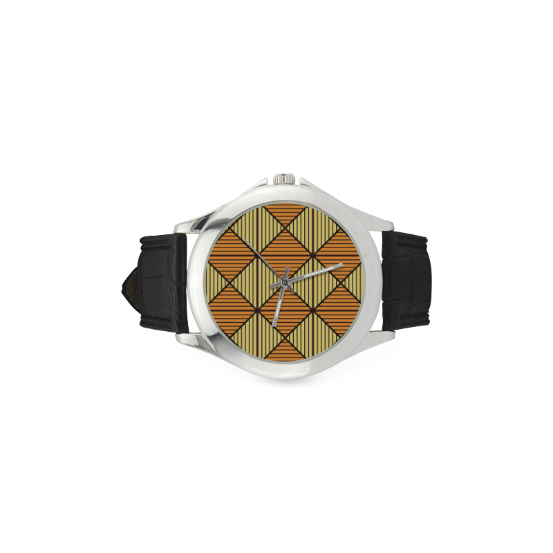 Geometric Triangle Pattern Women's Classic Leather Strap Watch(Model 203)