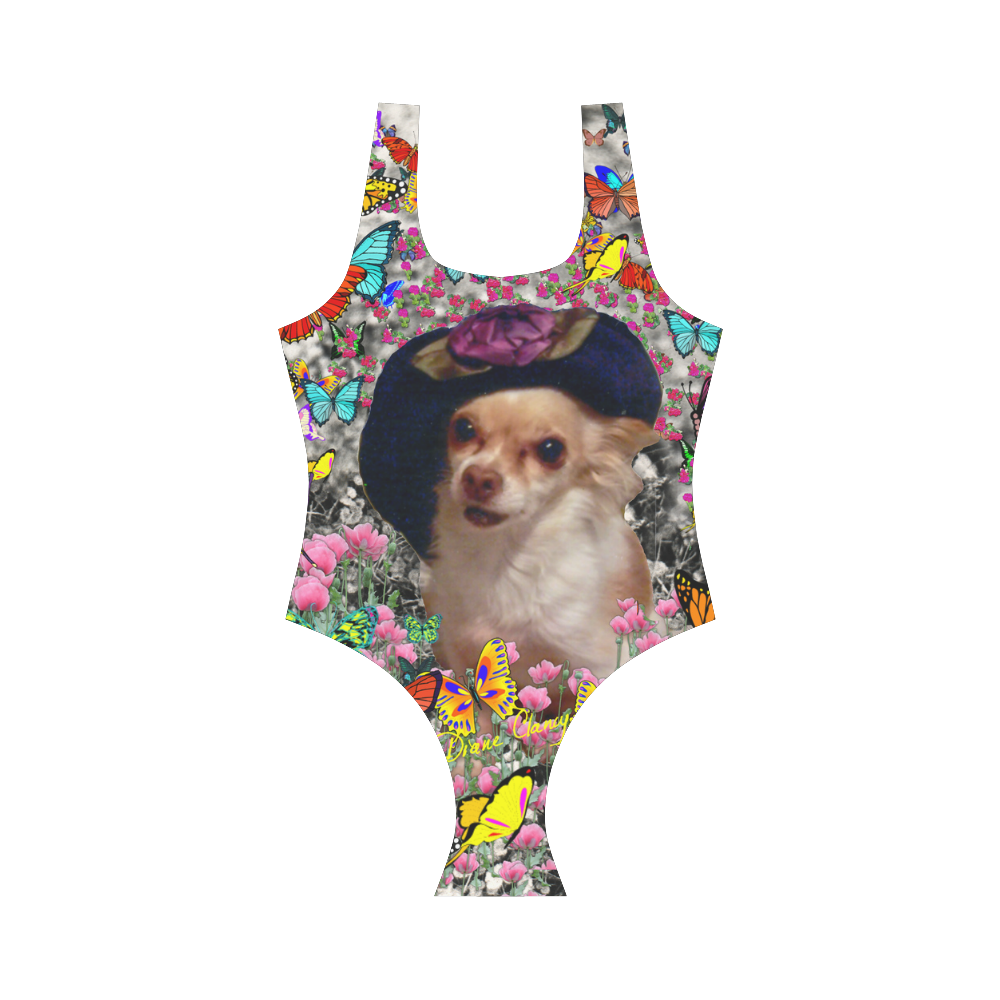Chi Chi in Yellow Butterflies, Chihuahua Puppy Dog Vest One Piece Swimsuit (Model S04)
