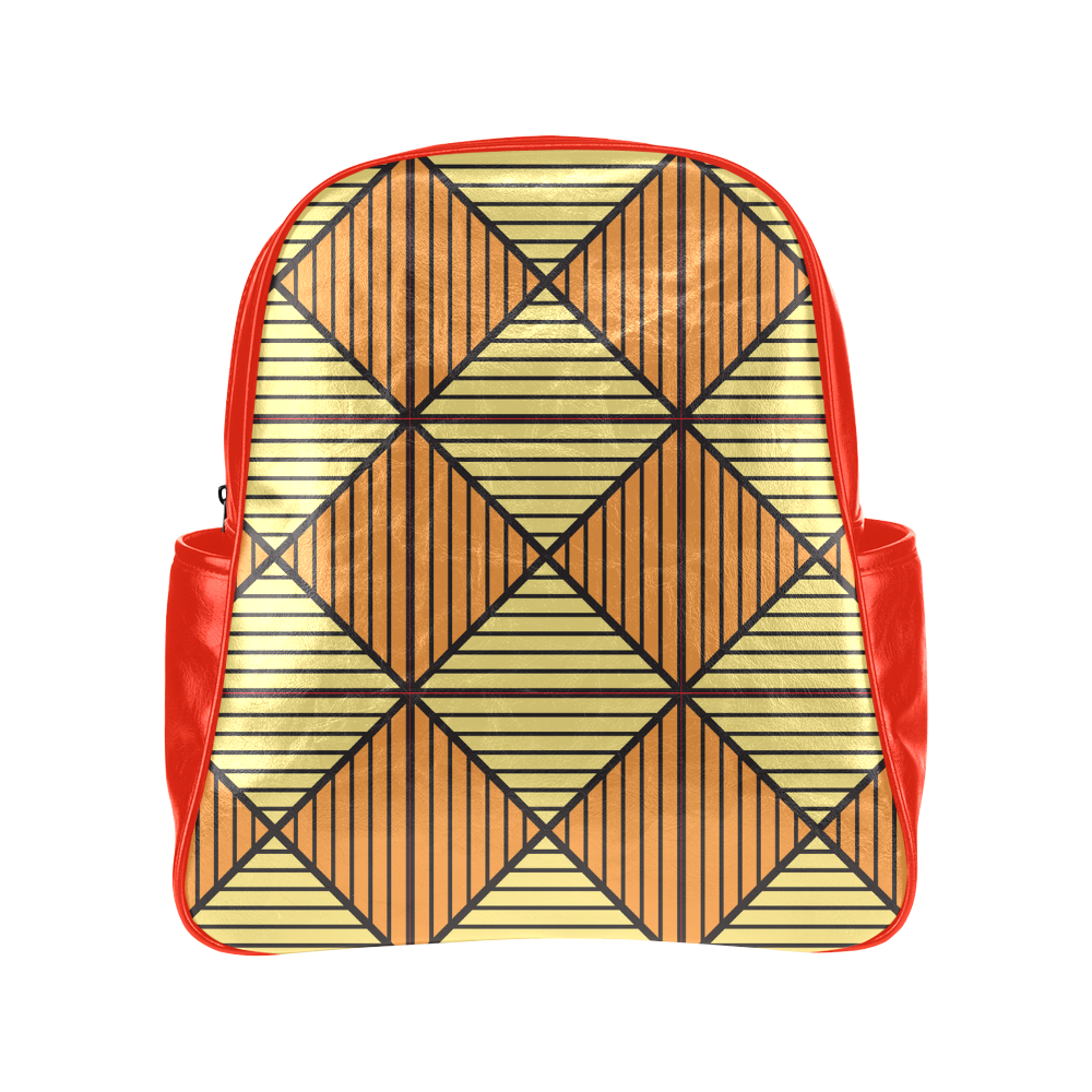 Geometric Triangle Pattern Multi-Pockets Backpack (Model 1636)
