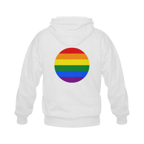 Gay Pride Rainbow Flag Stripes Gildan Full Zip Hooded Sweatshirt (Model H02)