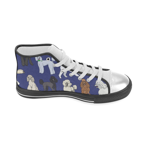 poodles navy Women's Classic High Top Canvas Shoes (Model 017)