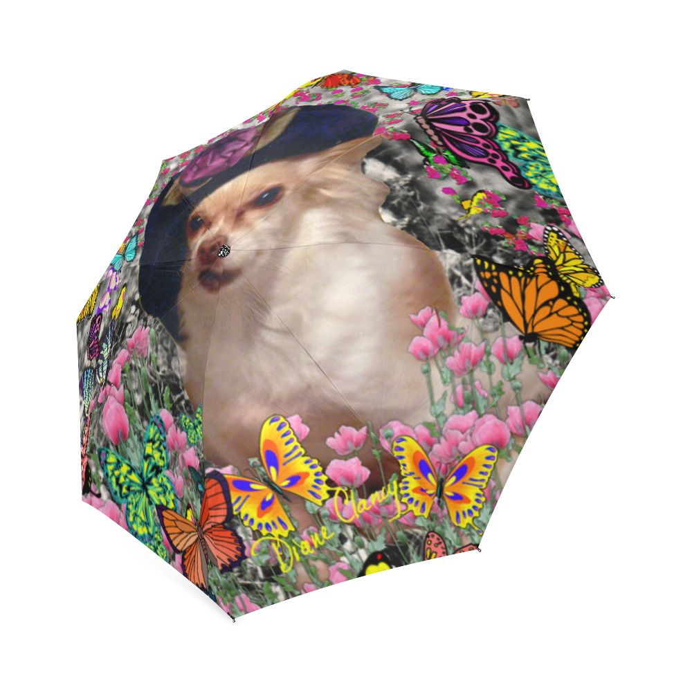 Chi Chi in Yellow Butterflies, Chihuahua Puppy Dog Foldable Umbrella (Model U01)
