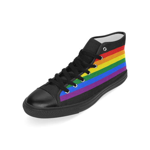 Gay Pride Rainbow Flag Stripes Men’s Classic High Top Canvas Shoes (Model 017)