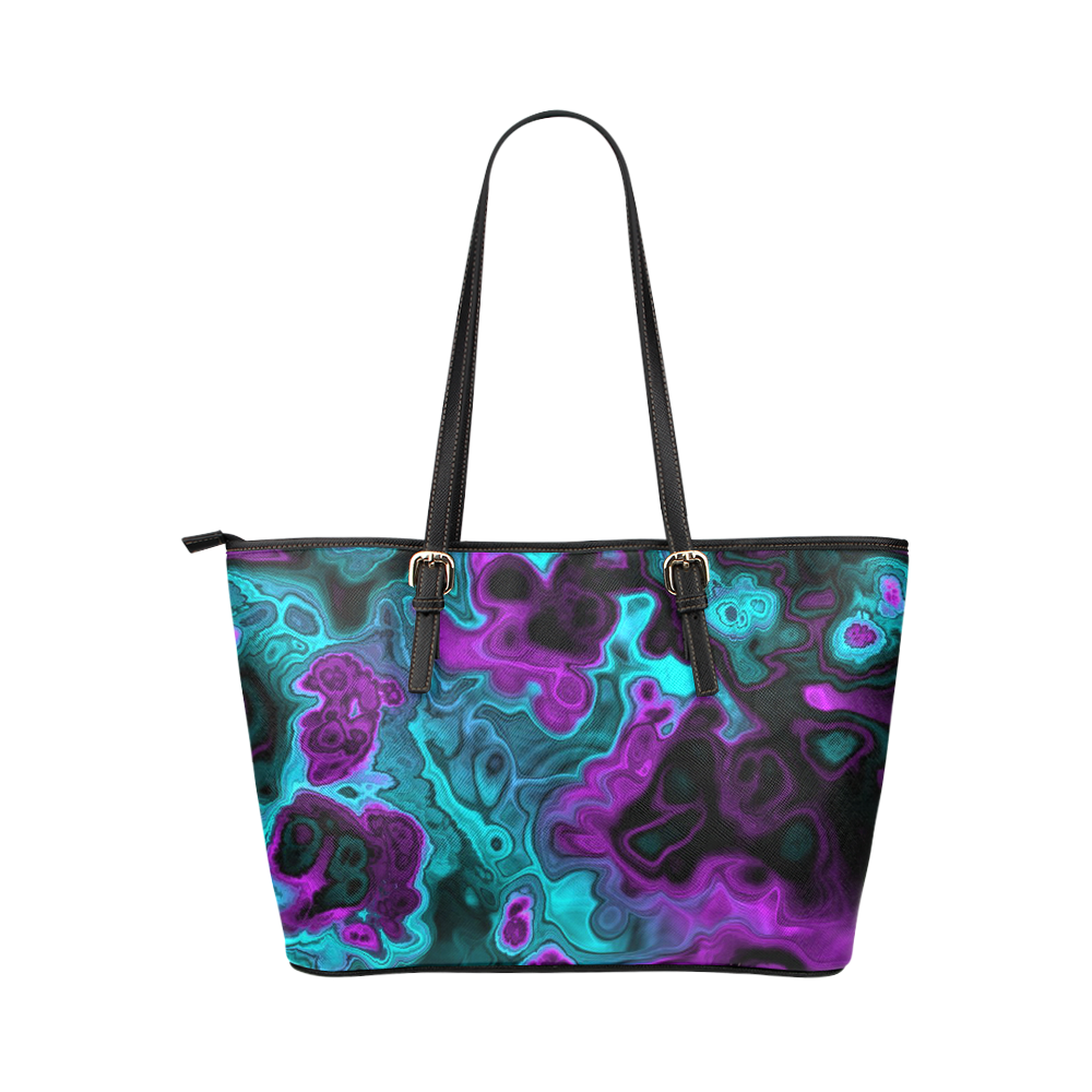 awesome fractal 34 Leather Tote Bag/Large (Model 1651)