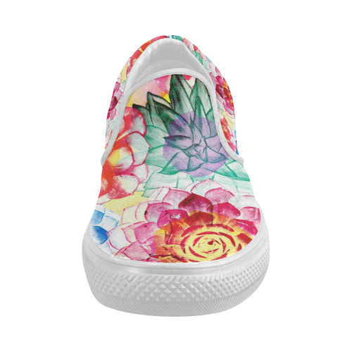 Succulents Women's Slip-on Canvas Shoes (Model 019)