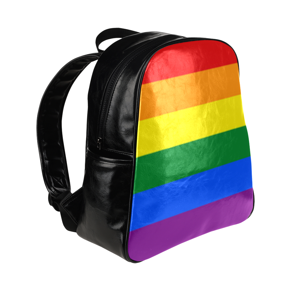 Gay Pride Rainbow Flag Stripes Multi-Pockets Backpack (Model 1636)