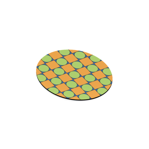 Green and Orange Geometric Pattern Round Coaster