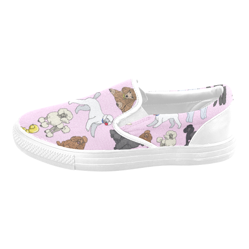 poodles pink Women's Unusual Slip-on Canvas Shoes (Model 019)