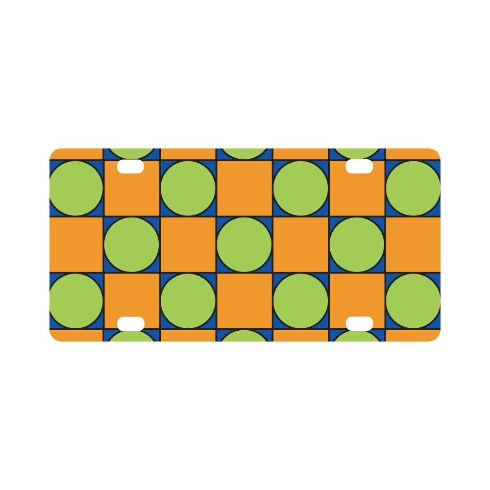 Green and Orange Geometric Pattern Classic License Plate