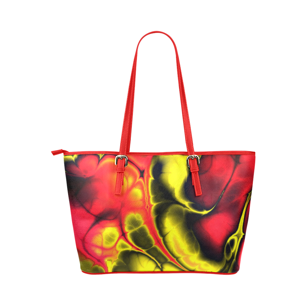 awesome fractal 36 Leather Tote Bag/Large (Model 1651)