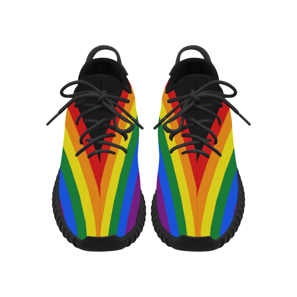 Gay Pride Rainbow Flag Stripes Grus Men's Breathable Woven Running Shoes (Model 022)