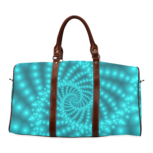 Glossy Turquoise Beads Spiral Fractal Waterproof Travel Bag/Large (Model 1639)