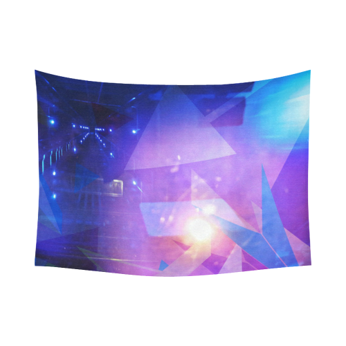 Purple Abstract Triangles Cotton Linen Wall Tapestry 80"x 60"