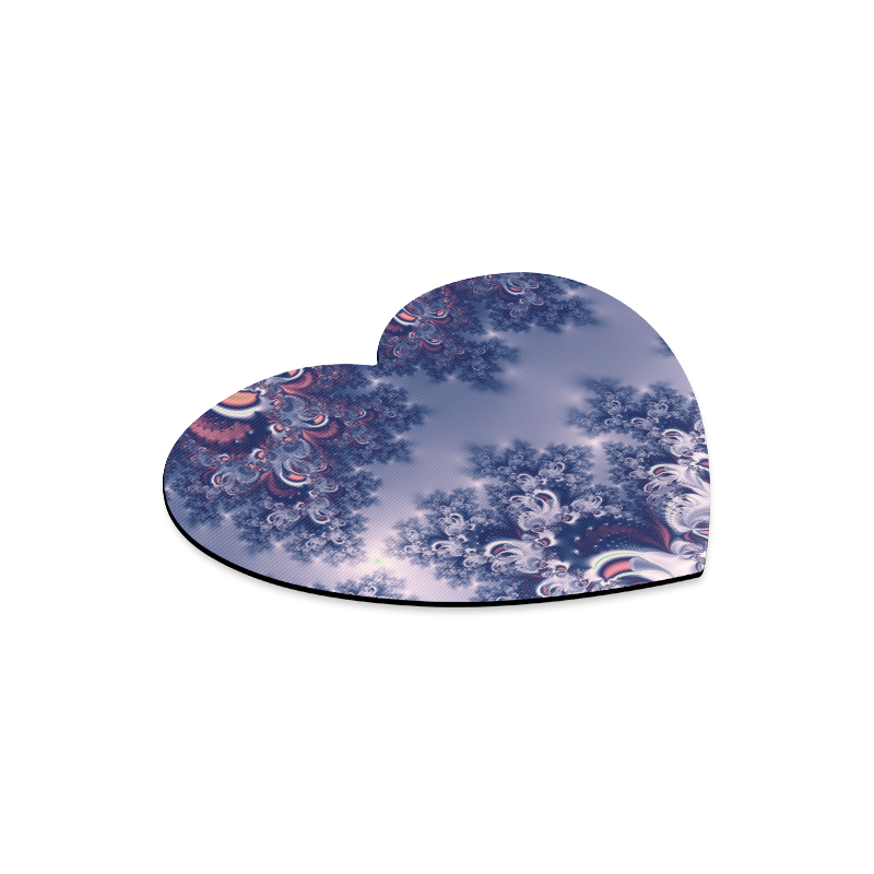 Purple Frost Fractal Heart-shaped Mousepad