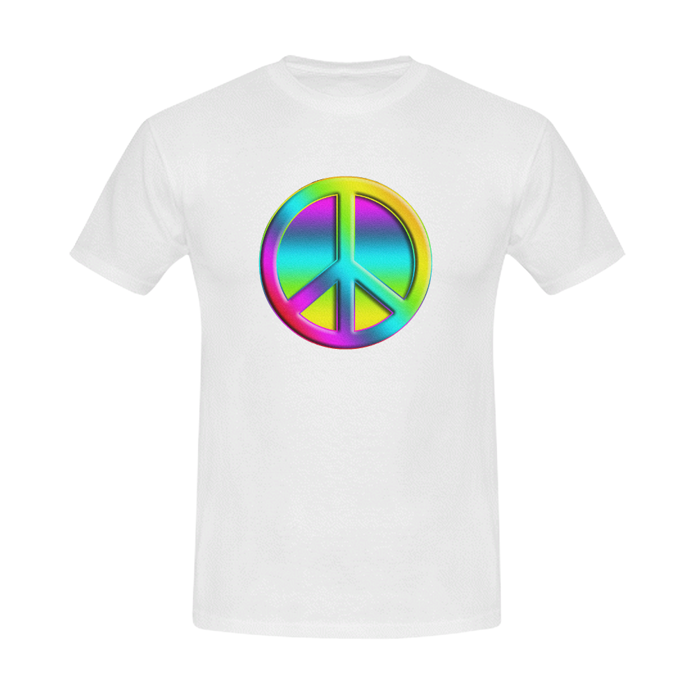Neon Colorful Peace Pattern Men's Slim Fit T-shirt (Model T13)