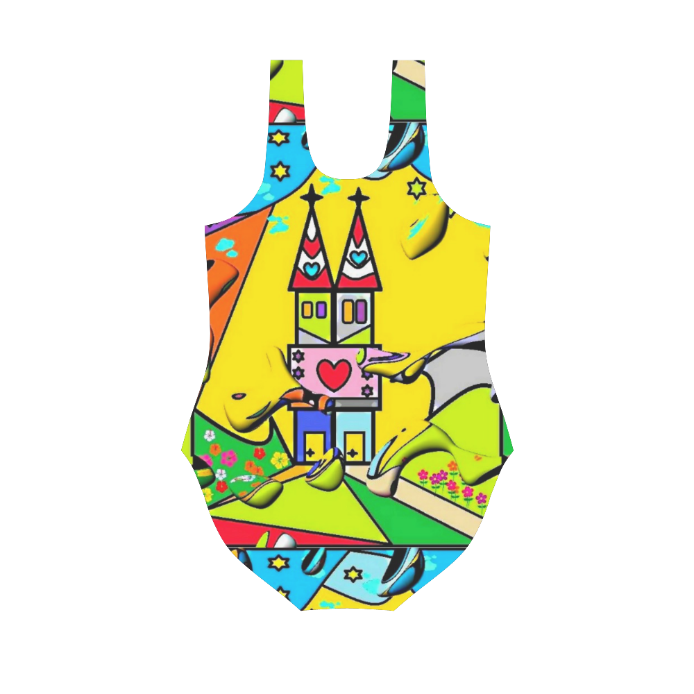 Yellow Dom by Nico Bielow Vest One Piece Swimsuit (Model S04)