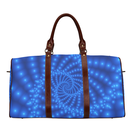 Glossy Blue Beads Spiral Fractal Waterproof Travel Bag/Large (Model 1639)