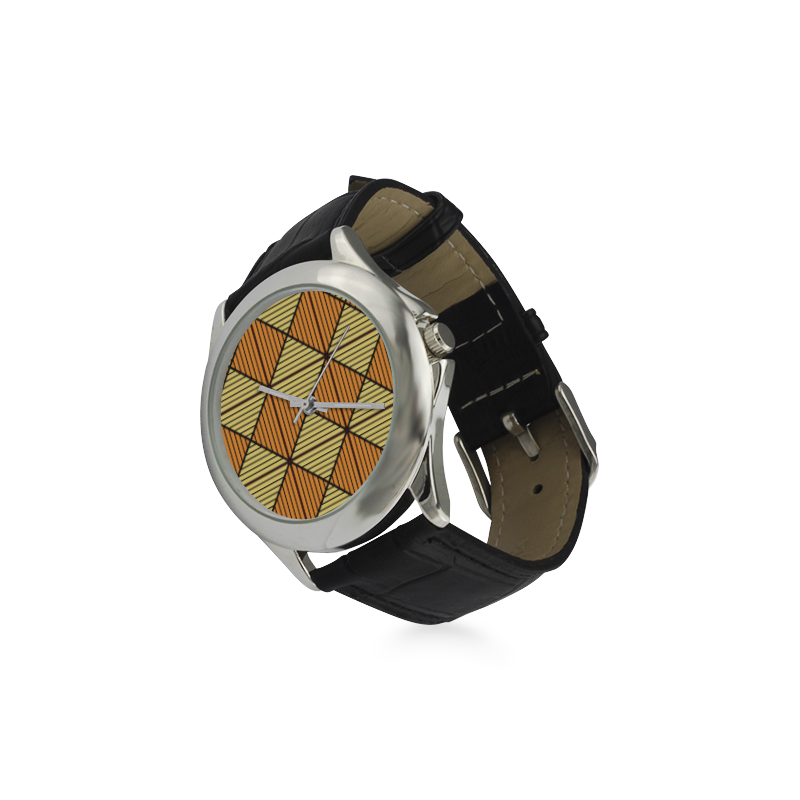 Geometric Triangle Pattern Women's Classic Leather Strap Watch(Model 203)