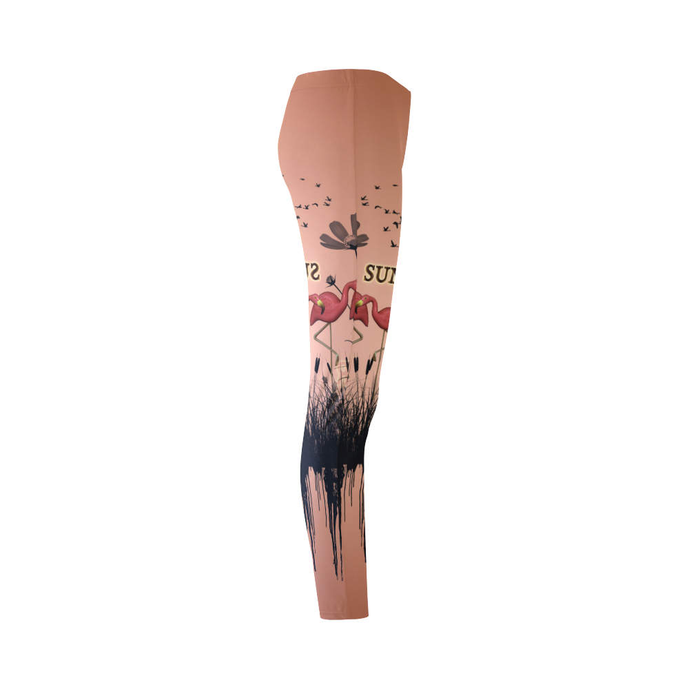Summer design with flamingo Cassandra Women's Leggings (Model L01)