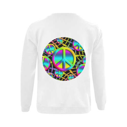 Neon Colorful Peace Pattern Gildan Crewneck Sweatshirt(NEW) (Model H01)