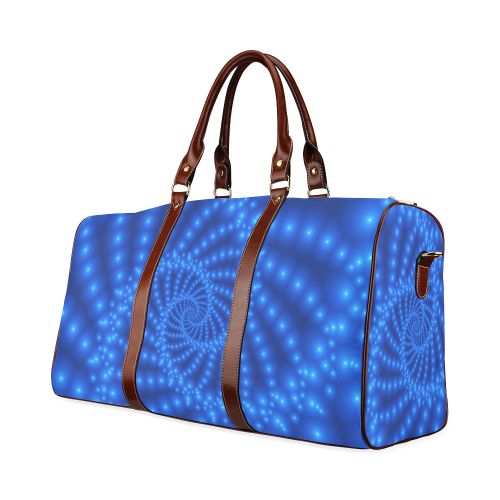 Glossy Blue Beads Spiral Fractal Waterproof Travel Bag/Large (Model 1639)