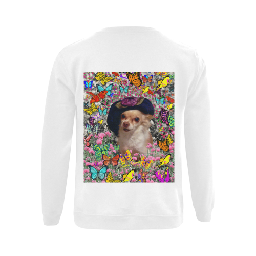 Chi Chi in Yellow Butterflies, Chihuahua Puppy Dog Gildan Crewneck Sweatshirt(NEW) (Model H01)