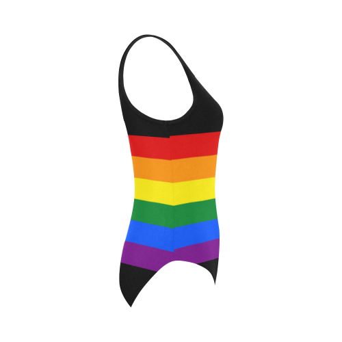 Gay Pride Rainbow Flag Stripes Vest One Piece Swimsuit (Model S04)