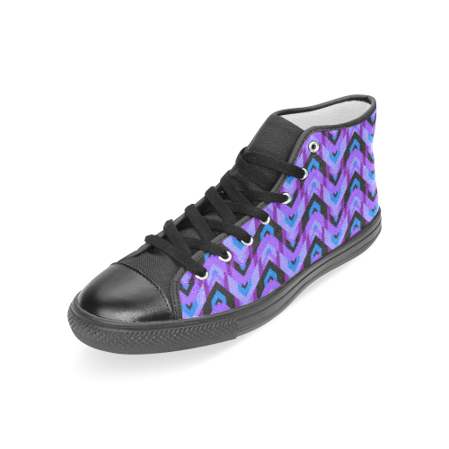 Purple Chevrons Stripes Women's Classic High Top Canvas Shoes (Model 017)